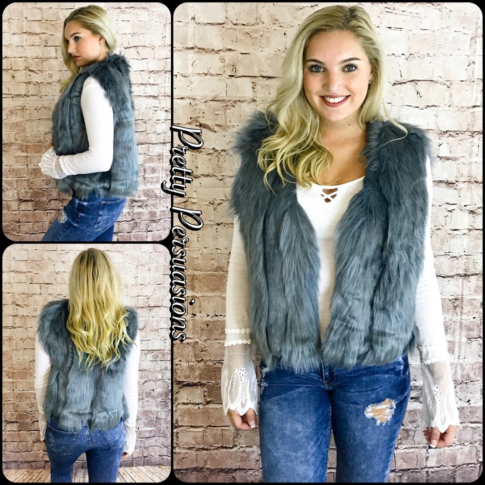 NWT Gray Faux Fur Vest❗️LAST 2‼️ - Picture 1 of 5